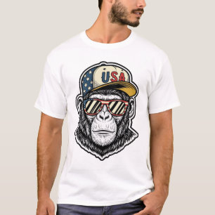 Vintage USA Chimp Patriotic Sunglasses Shirt Desig