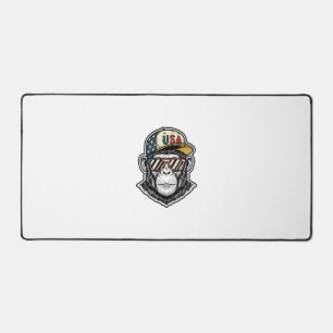 Vintage USA Chimp Patriotic Sunglasses Shirt Desig Desk Mat