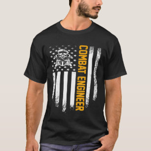Vintage Usa Combat Engineer American Flag Patrioti T-Shirt