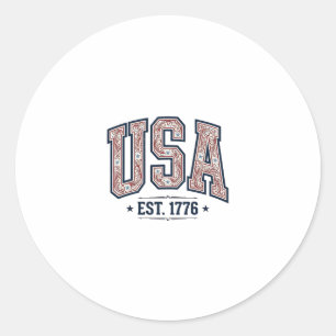 Vintage USA Est 1776 Patriotic Engraving Shirt_1 Classic Round Sticker