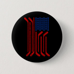 Vintage USA Flag American Ice Hockey Patriotic 2 Inch Round Button