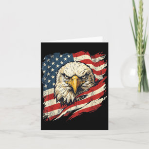 Vintage USA Flag Bald Eagle American Flag USA 4th Card