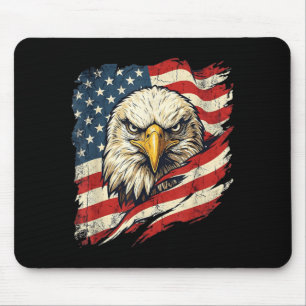 Vintage USA Flag Bald Eagle American Flag USA 4th Mouse Pad