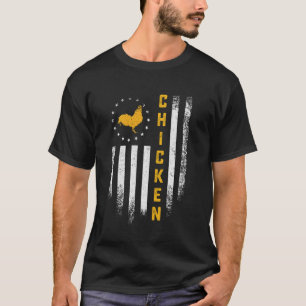 Vintage Usa Flag Chicken Lover Funny Rooster Farm  T-Shirt