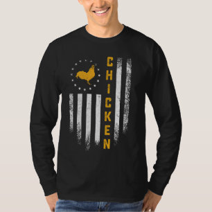 Vintage Usa Flag Chicken Lover Funny Rooster Farm T-Shirt