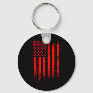 Vintage USA Flag Distressed Red American Flag Hot Keychain