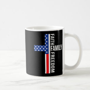 Vintage Usa Flag Faith Family Dom Patriotic Christ Coffee Mug