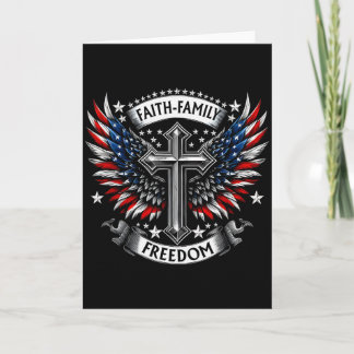 Vintage Usa Flag Faith Family Freedom Patriotic Ch Card