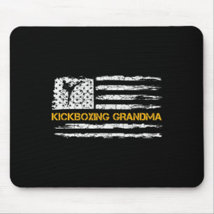 Vintage Usa Flag Mma Kickboxing Fighter Grandma Si Mouse Pad