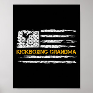 Vintage Usa Flag Mma Kickboxing Fighter Grandma Si Poster