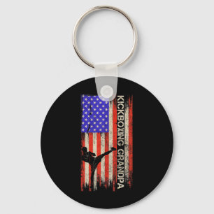 Vintage Usa Flag Mma Kickboxing Fighter Grandpa Si Keychain