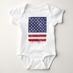 Vintage USA Flag Patriotic American Red White Blue Baby Bodysuit