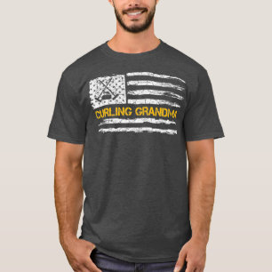 Vintage USA Flag Proud Curling Grandma Curler T-Shirt