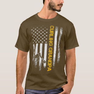 Vintage USA Flag Proud Curling Grandpa Curler T-Shirt