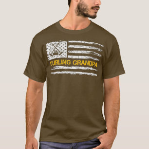 Vintage USA Flag Proud Curling Grandpa Curler T-Shirt