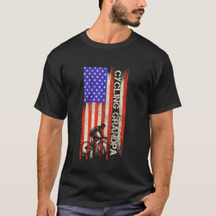 Vintage Usa Flag Proud Cycling Grandpa Cyclist Sil T-Shirt
