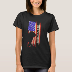 Vintage Usa Flag Proud English Bulldog Dog Mom Sil T-Shirt