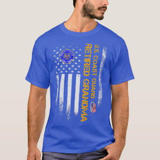 Vintage USA Flag Proud Retired Coast Guard Veteran T-Shirt