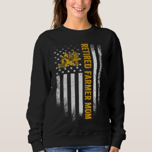 Vintage Usa Flag Proud Retired Farming Farmer Trac Sweatshirt