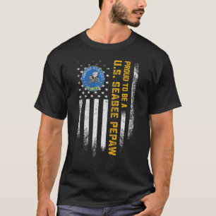 Vintage Usa Flag Proud To Be A Us Seabee Veteran P T-Shirt