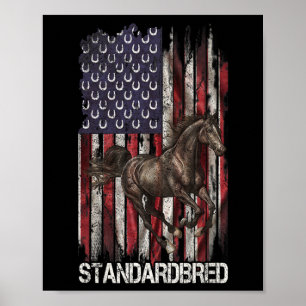 Vintage Usa Flag Standardbred Horse Lover1 Poster