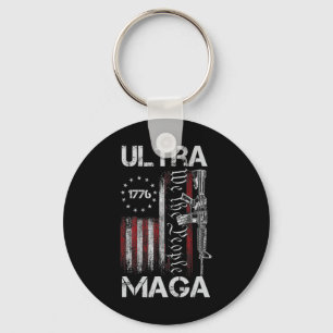 Vintage Usa Flag Ultra Gun Usa 4th Of July Trump 2 Keychain