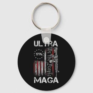 Vintage Usa Flag Ultra Mega Gun Usa 4th Of July Tr Keychain