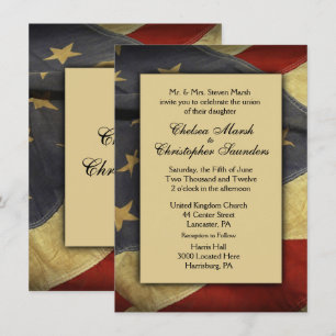 Vintage USA Flag Wedding Invitation