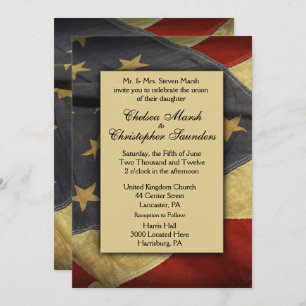 Vintage USA Flag Wedding Invitation