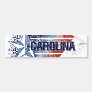 Vintage USA Flag with Star – North Carolina Bumper Sticker