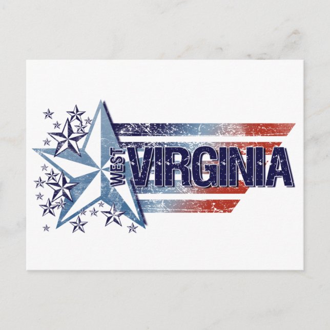 Vintage USA Flag with Star – West Virginia Postcard (Front)