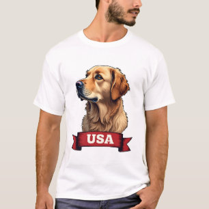 Vintage USA Golden Retriever Engraving Shirt 4