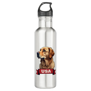 Vintage USA Golden Retriever Engraving Shirt 4 710 Ml Water Bottle