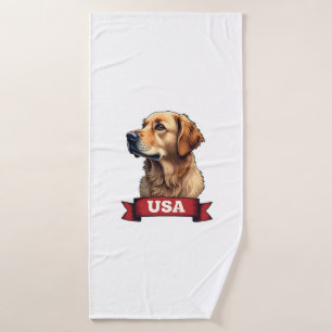 Vintage USA Golden Retriever Engraving Shirt 4 Bath Towel
