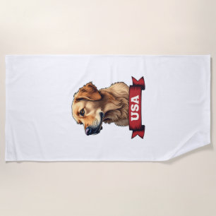 Vintage USA Golden Retriever Engraving Shirt 4 Beach Towel