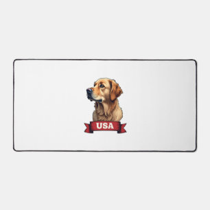 Vintage USA Golden Retriever Engraving Shirt 4 Desk Mat