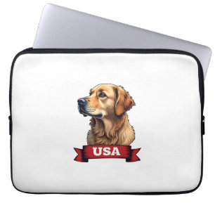 Vintage USA Golden Retriever Engraving Shirt 4 Laptop Sleeve