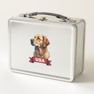 Vintage USA Golden Retriever Engraving Shirt 4 Metal Lunch Box
