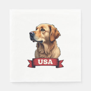 Vintage USA Golden Retriever Engraving Shirt 4 Napkin