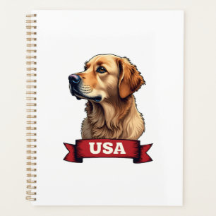 Vintage USA Golden Retriever Engraving Shirt 4 Planner