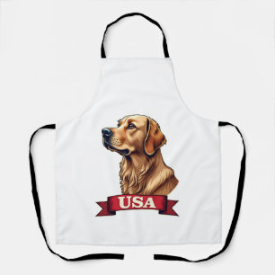 Vintage USA Golden Retriever Engraving Shirt Apron