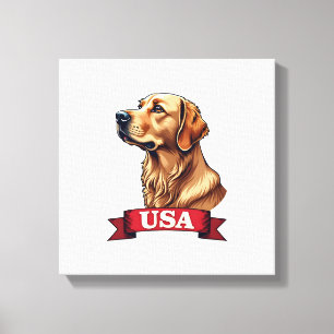 Vintage USA Golden Retriever Engraving Shirt Canvas Print