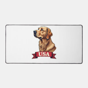 Vintage USA Golden Retriever Engraving Shirt Desk Mat