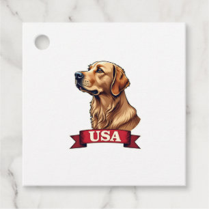 Vintage USA Golden Retriever Engraving Shirt Favour Tags
