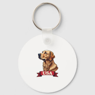 Vintage USA Golden Retriever Engraving Shirt Keychain