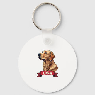 Vintage USA Golden Retriever Engraving Shirt Keychain