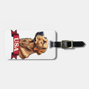 Vintage USA Golden Retriever Engraving Shirt Luggage Tag