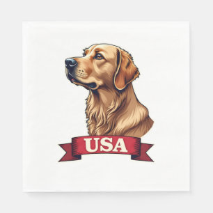 Vintage USA Golden Retriever Engraving Shirt Napkin