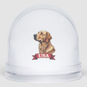 Vintage USA Golden Retriever Engraving Shirt Snowglobe
