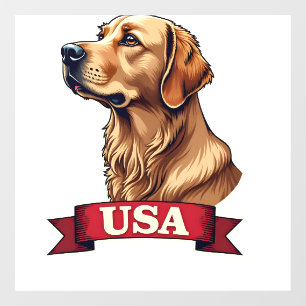 Vintage USA Golden Retriever Engraving Shirt Window Cling